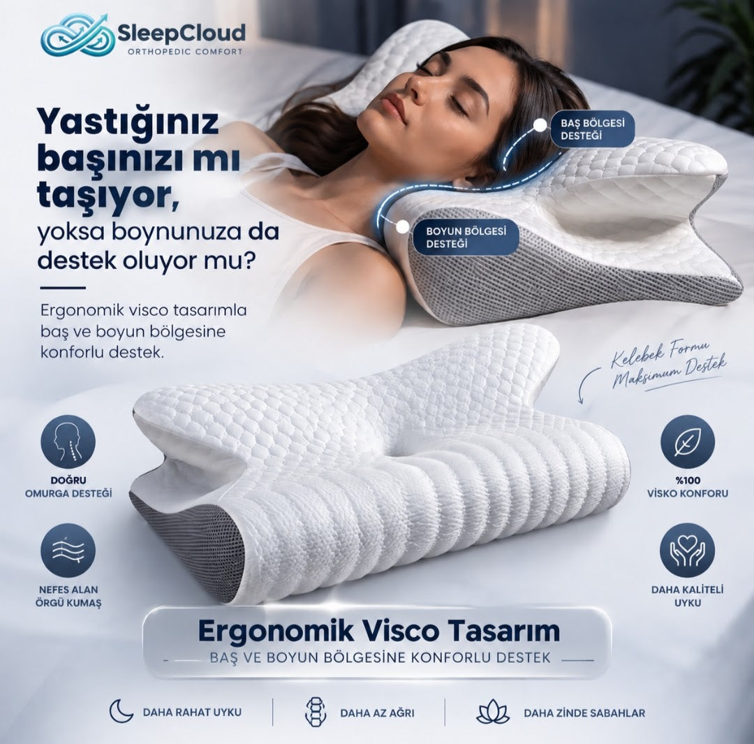 Ortopedik 100% Visko Boyun Destekli Güzellik Yastığı