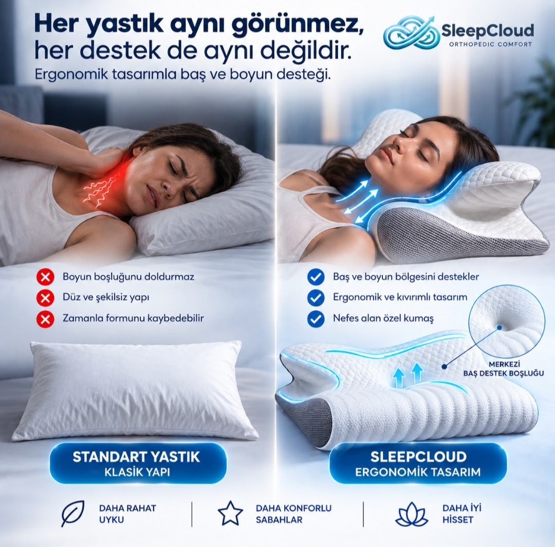 Ortopedik 100% Visko Boyun Destekli Güzellik Yastığı