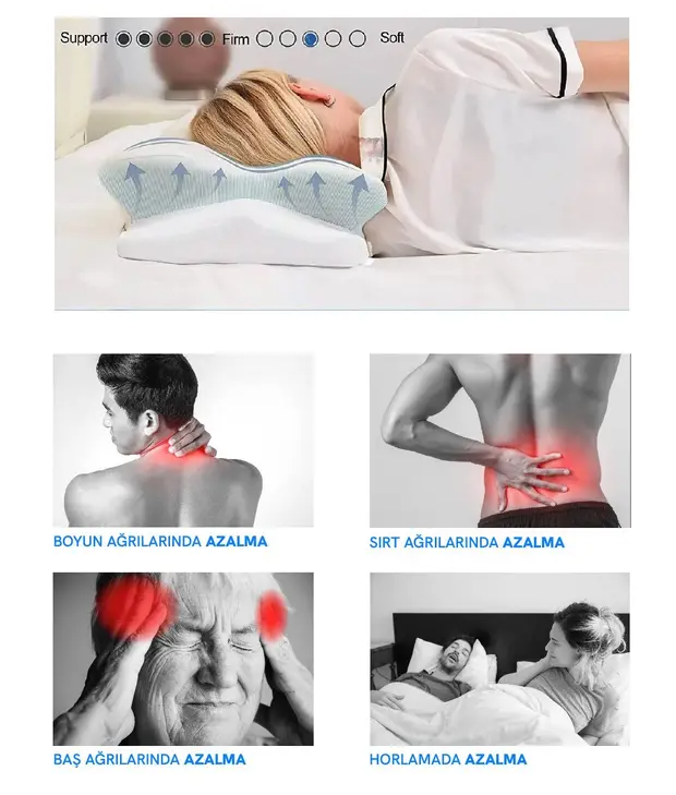 Ortopedik 100% Visko Boyun Destekli Güzellik Yastığı